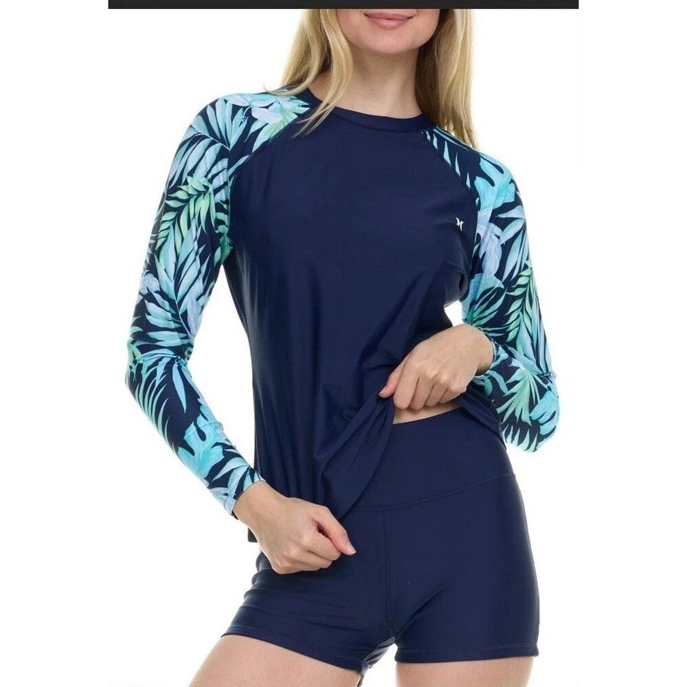 Hurley Womens Two Piece Rash Guard & Swim Shorts,